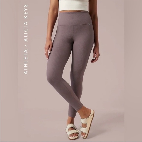 Athleta x Alicia Keys Elation Tights Ribbed Leggings Size Small 7/8 Length EUC - Picture 1 of 10
